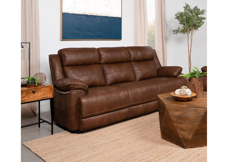 508281 Ellington Upholstered Padded Arm Sofa Dark Brown