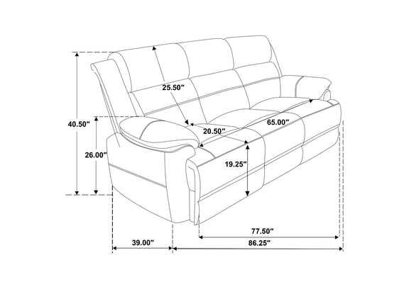 508281 Ellington Upholstered Padded Arm Sofa Dark Brown