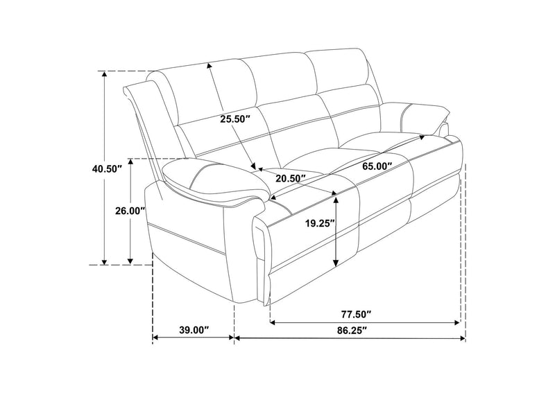 508281 Ellington Upholstered Padded Arm Sofa Dark Brown