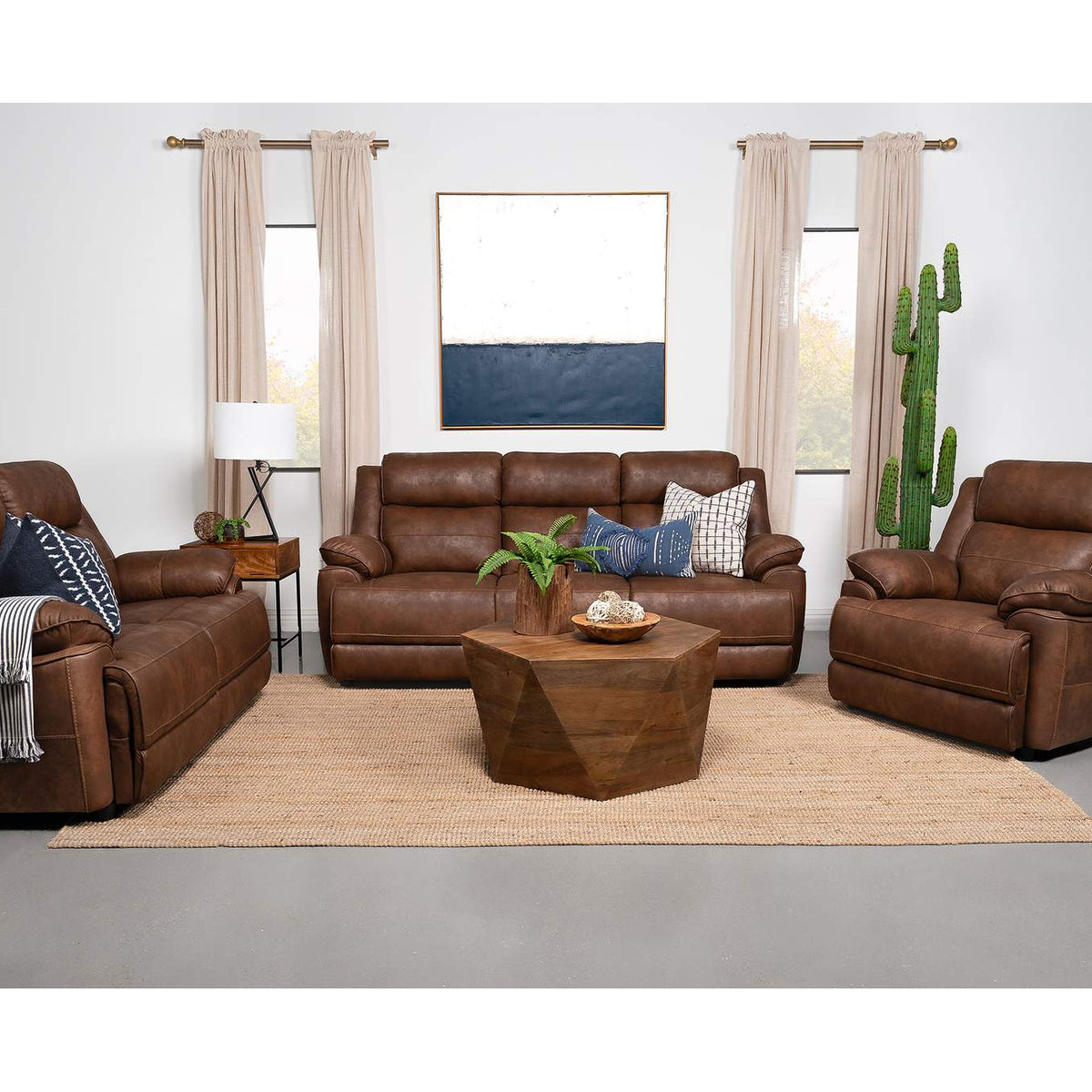 508281 Ellington Upholstered Padded Arm Sofa Dark Brown