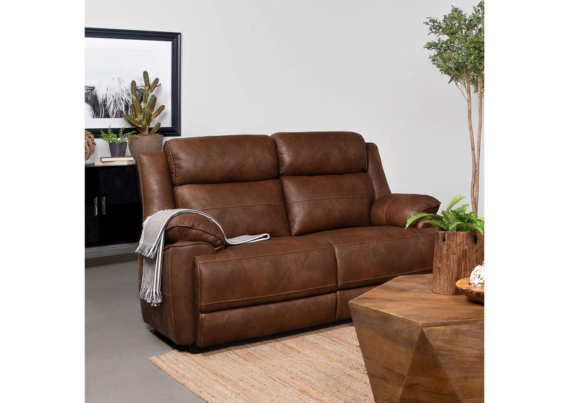 508282 Ellington Upholstered Padded Arm Loveseat Dark Brown
