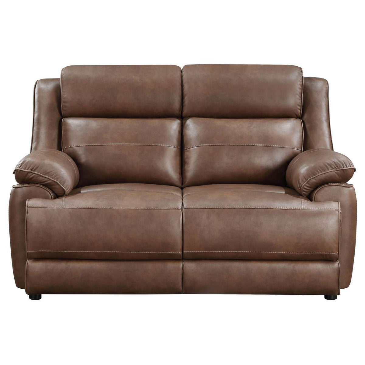 508282 Ellington Upholstered Padded Arm Loveseat Dark Brown