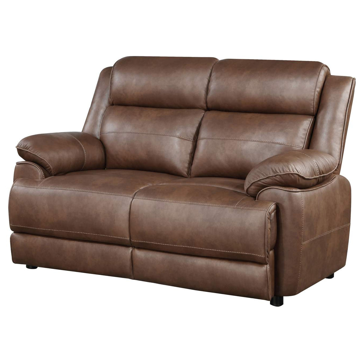 508282 Ellington Upholstered Padded Arm Loveseat Dark Brown