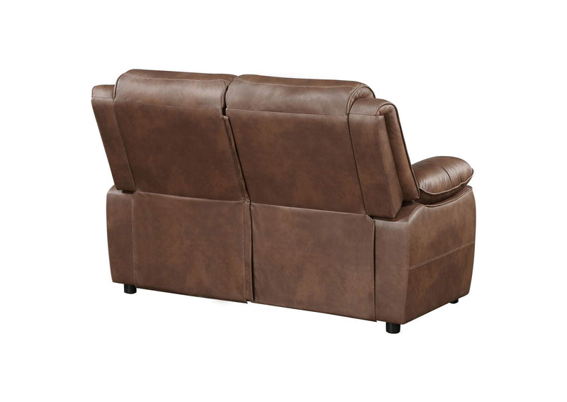 508282 Ellington Upholstered Padded Arm Loveseat Dark Brown