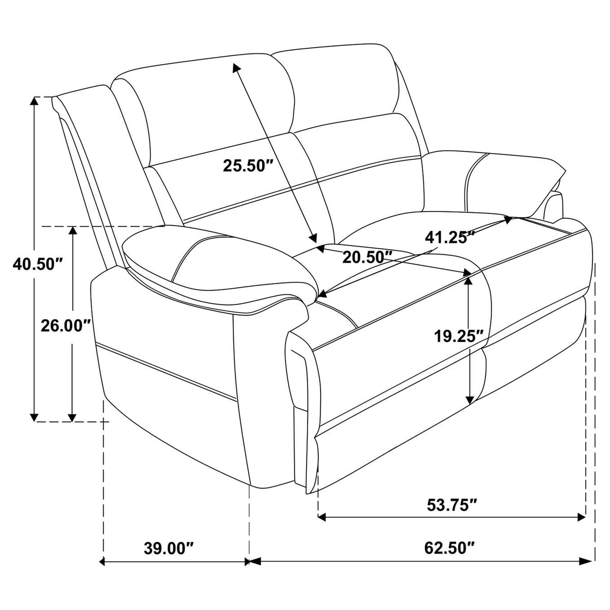 508282 Ellington Upholstered Padded Arm Loveseat Dark Brown