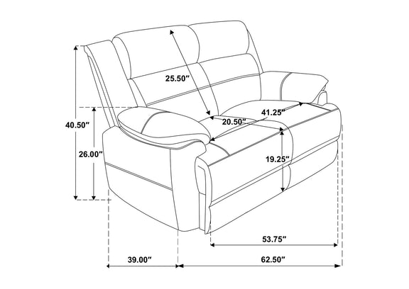 508282 Ellington Upholstered Padded Arm Loveseat Dark Brown