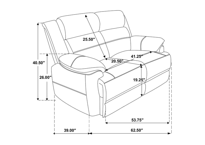 508282 Ellington Upholstered Padded Arm Loveseat Dark Brown