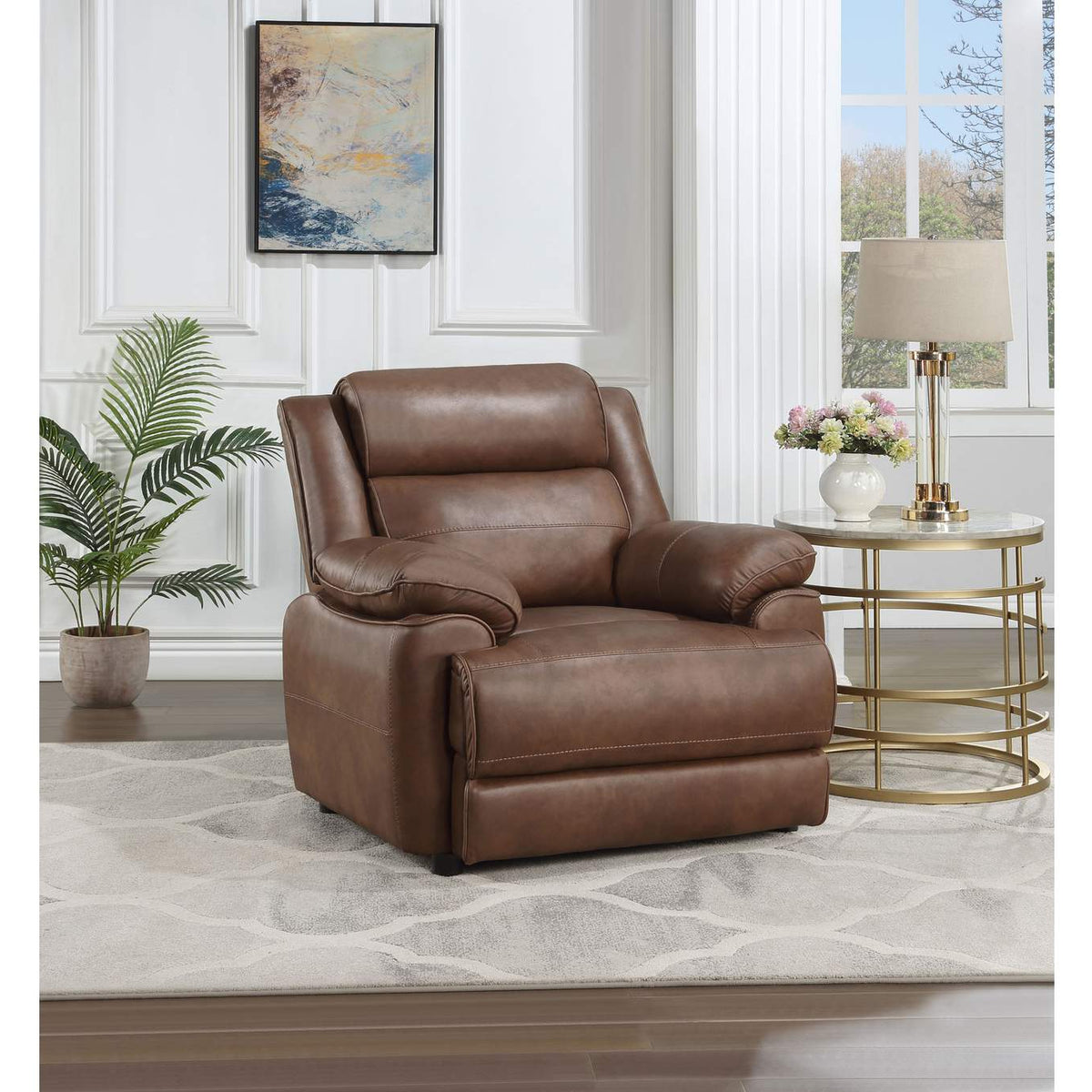 508283 Ellington Upholstered Padded Arm Accent Chair Dark Brown