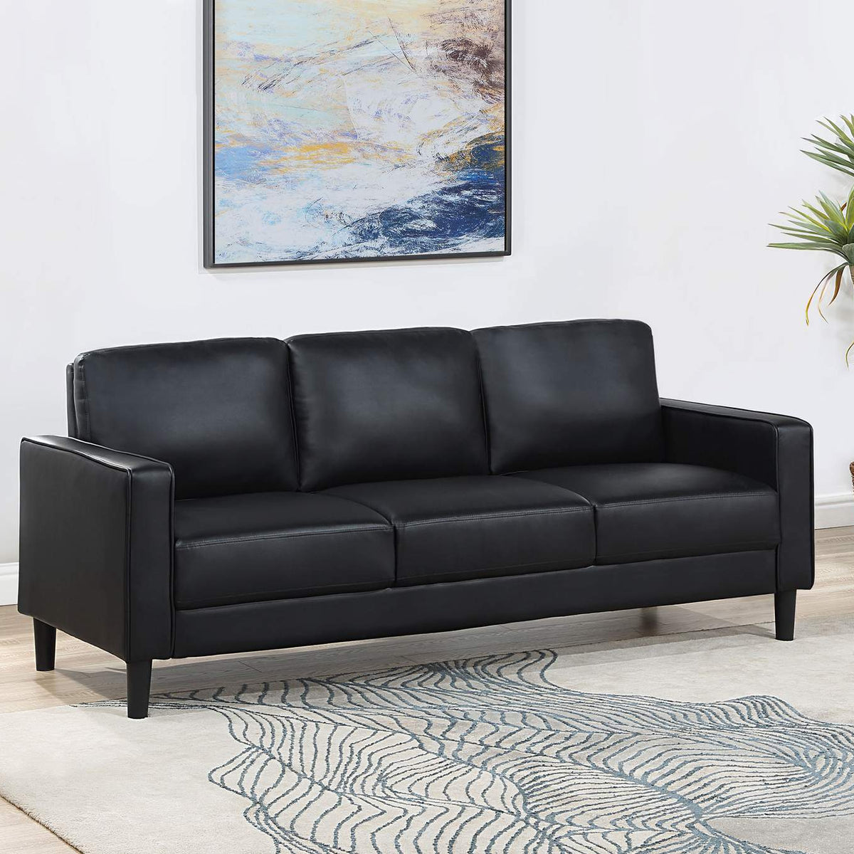 508361 Ruth Upholstered Track Arm Sofa Black