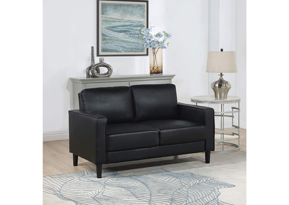 508362 Ruth Upholstered Track Arm Loveseat Black