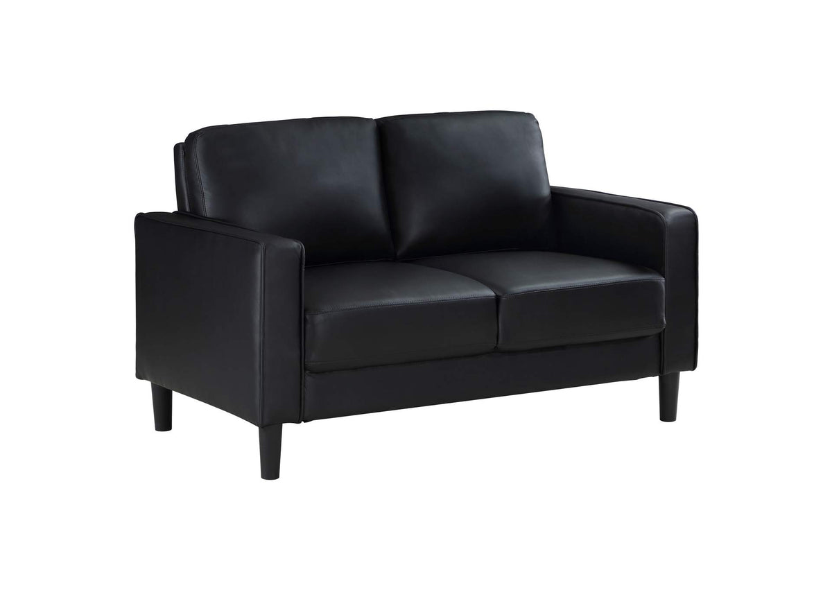 508362 Ruth Upholstered Track Arm Loveseat Black