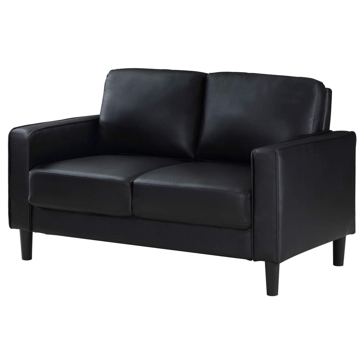 508362 Ruth Upholstered Track Arm Loveseat Black