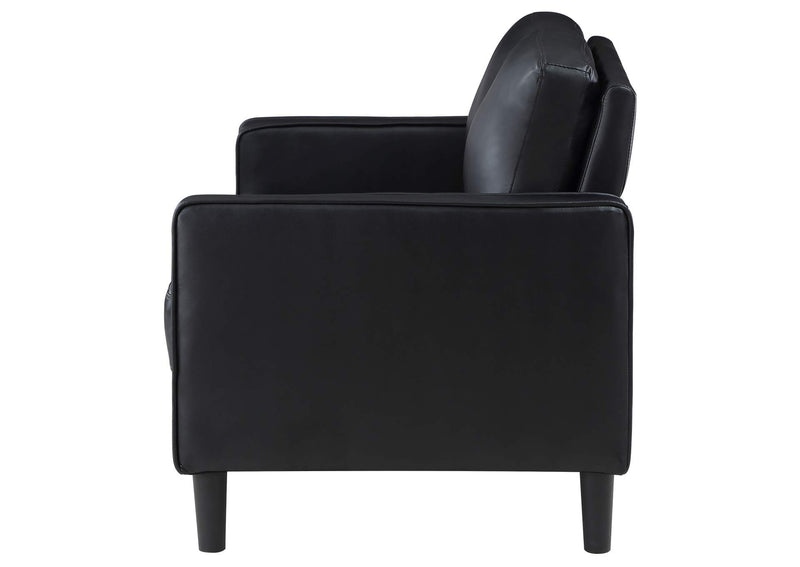 508362 Ruth Upholstered Track Arm Loveseat Black