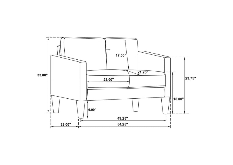 508362 Ruth Upholstered Track Arm Loveseat Black