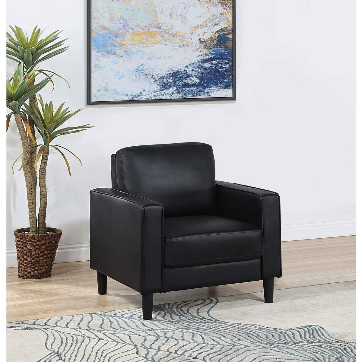 508363 Ruth Upholstered Track Arm Accent Chair Black