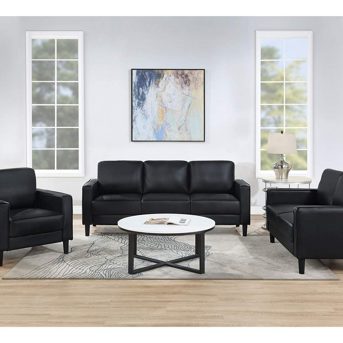 508363 Ruth Upholstered Track Arm Accent Chair Black
