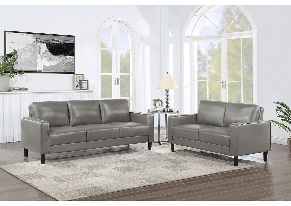 Ruth 2-piece Upholstered Track Arm Sofa Set Grey