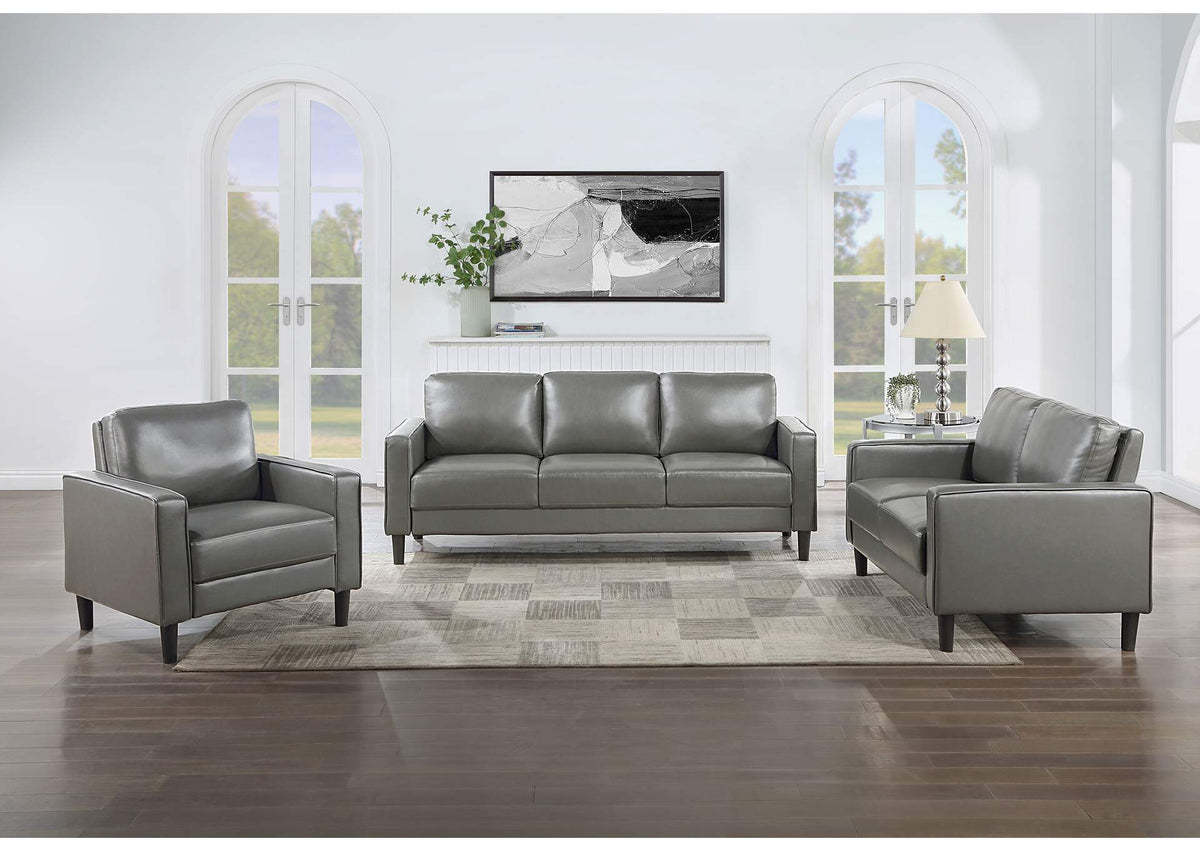 Ruth 3-piece Upholstered Track Arm Sofa Set Grey