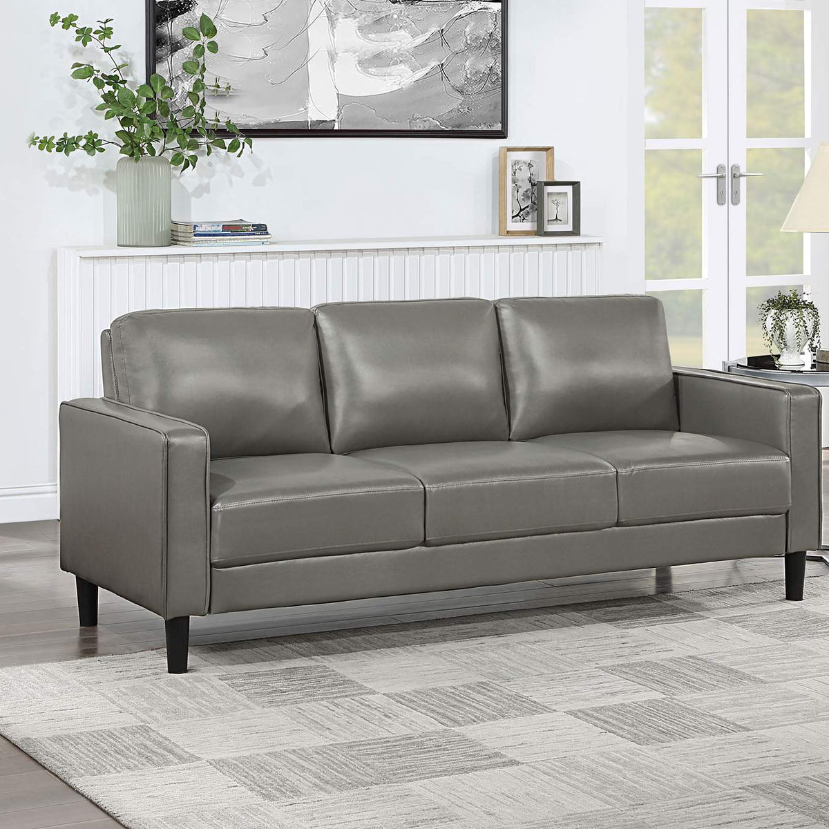 508365 Ruth Upholstered Track Arm Sofa Grey