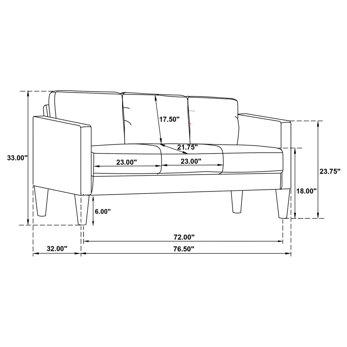 508365 Ruth Upholstered Track Arm Sofa Grey