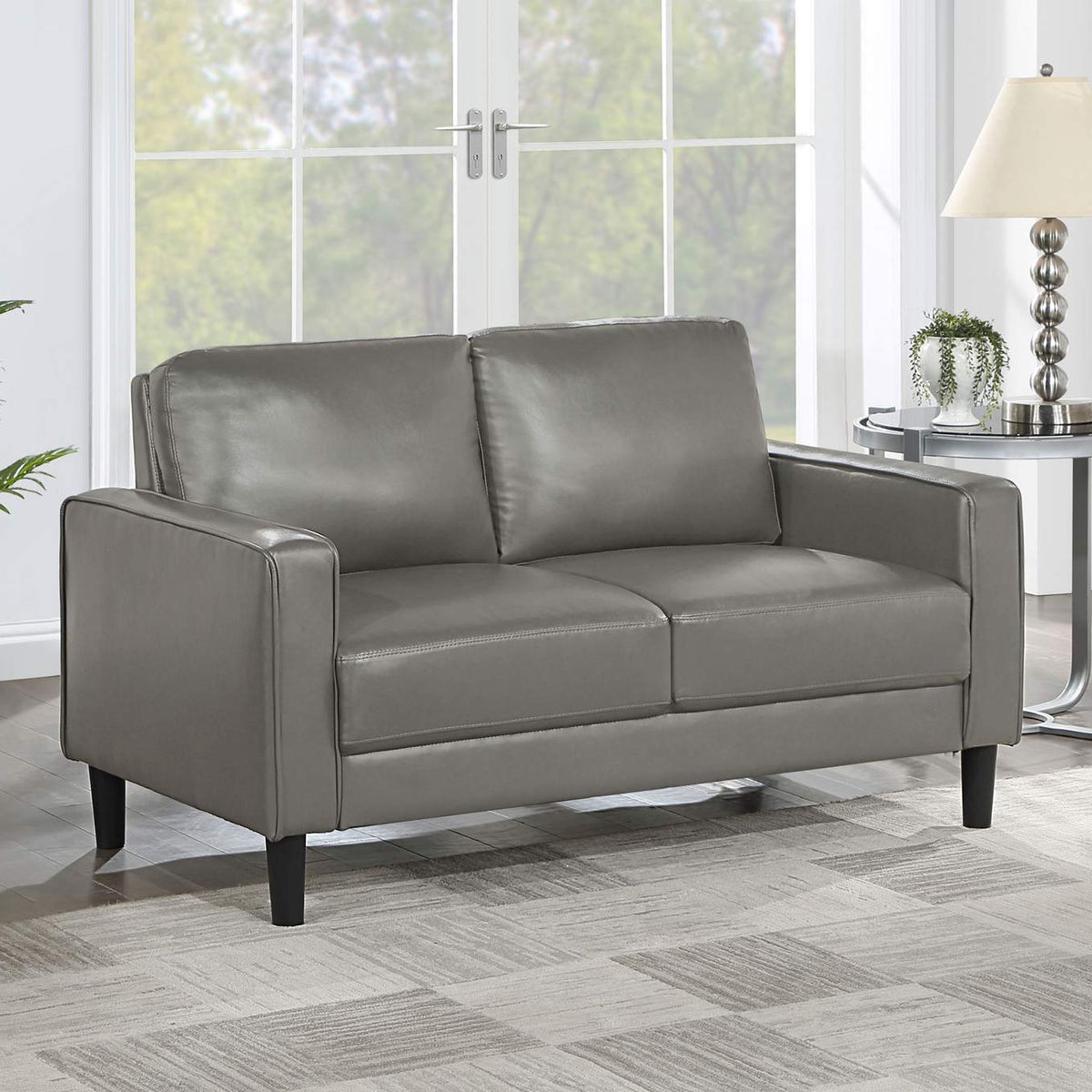508366 Ruth Upholstered Track Arm Loveseat Grey