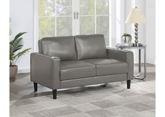 508366 Ruth Upholstered Track Arm Loveseat Grey