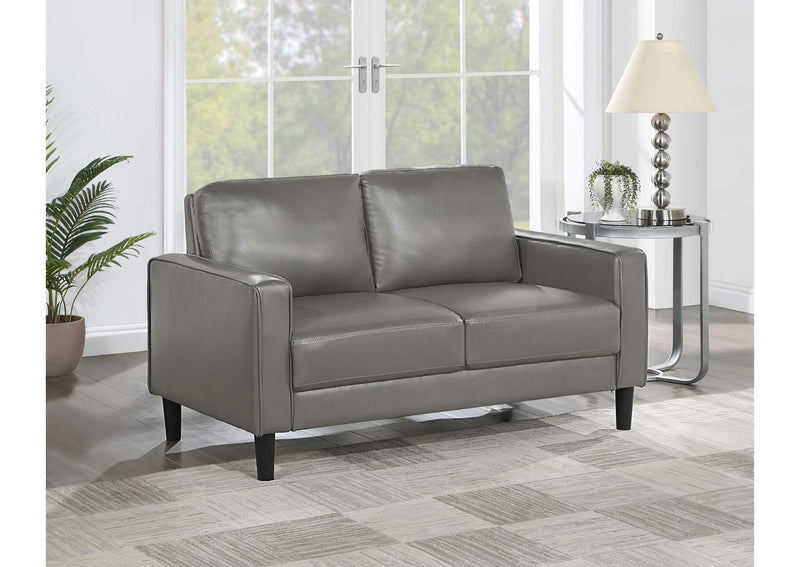 508366 Ruth Upholstered Track Arm Loveseat Grey