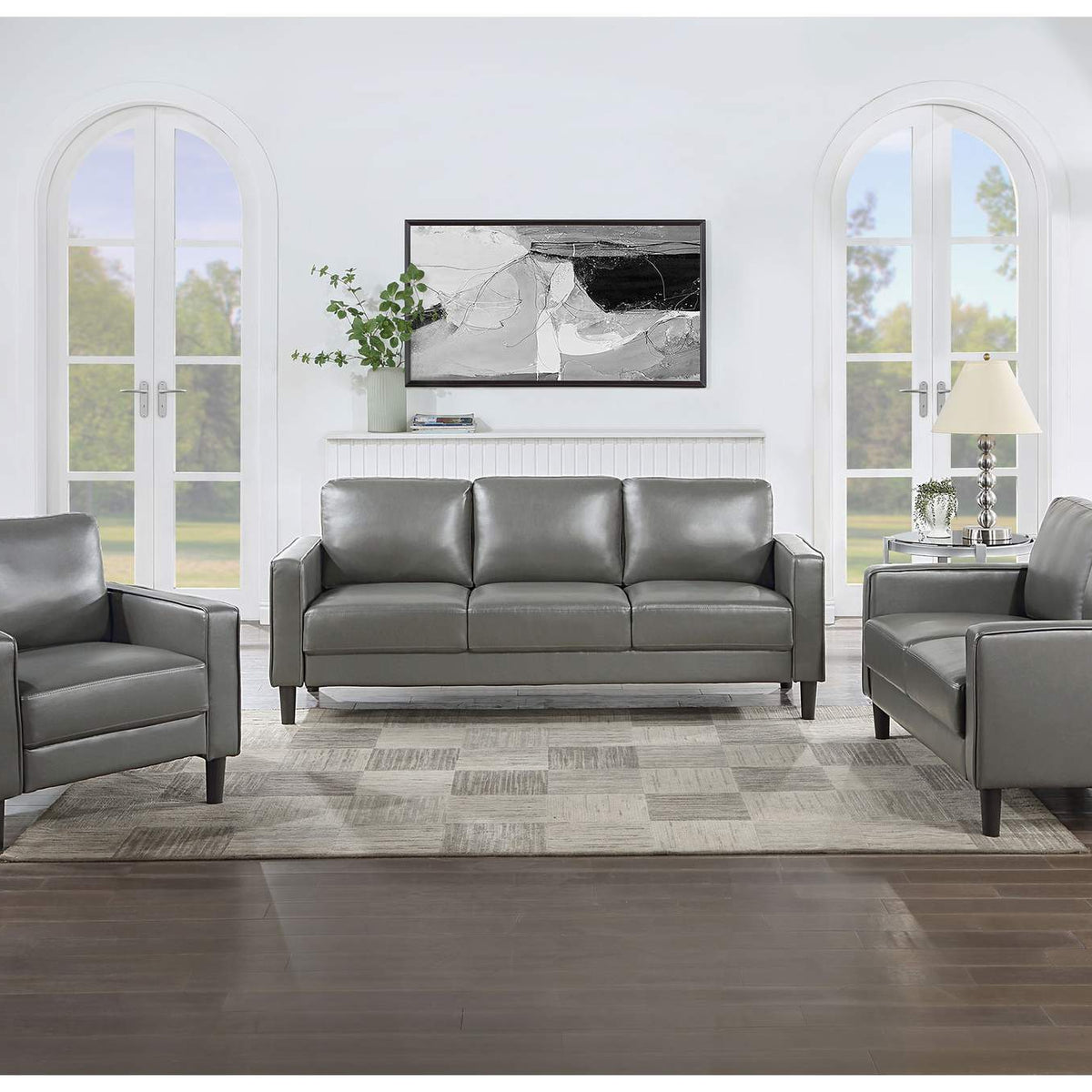 508366 Ruth Upholstered Track Arm Loveseat Grey