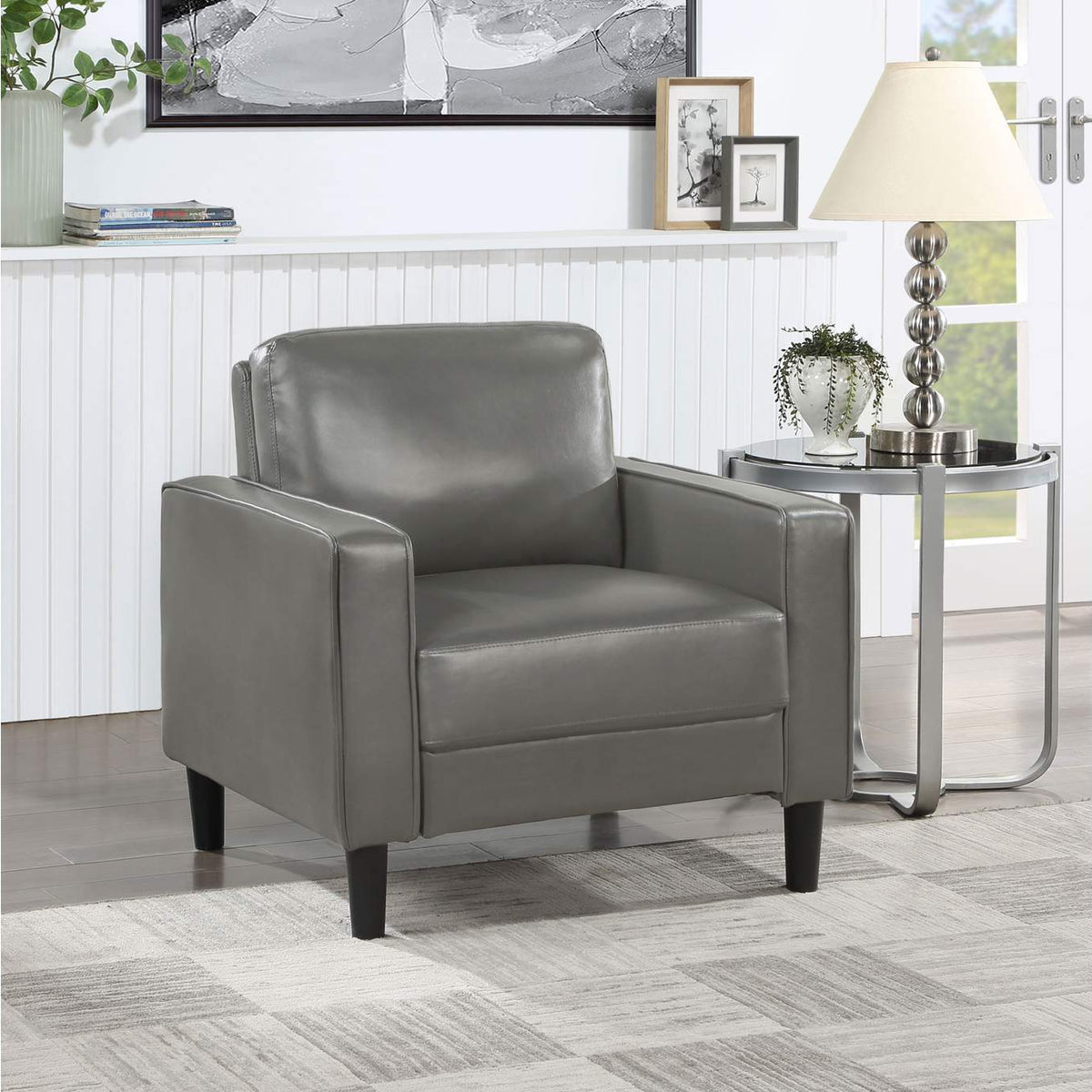 508367 Ruth Upholstered Track Arm Accent Chair Grey