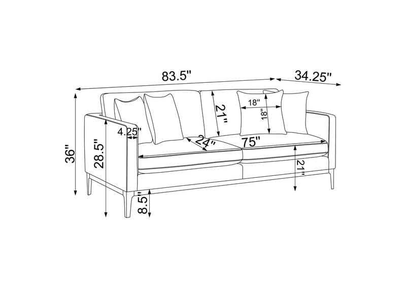 508681 Apperson Upholstered Track Arm Sofa Light Grey
