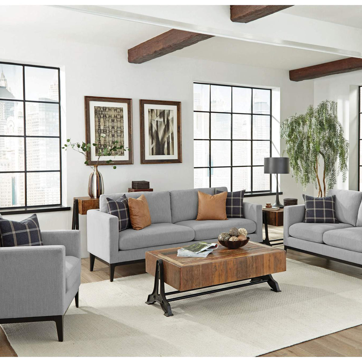 508681 Apperson Upholstered Track Arm Sofa Light Grey