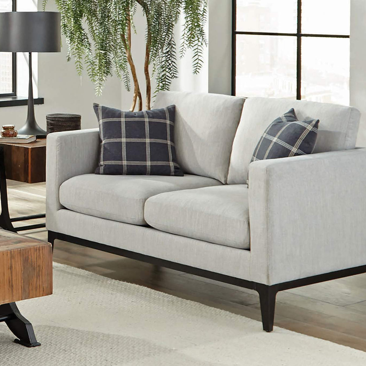 508682 Apperson Upholstered Track Arm Loveseat Light Grey