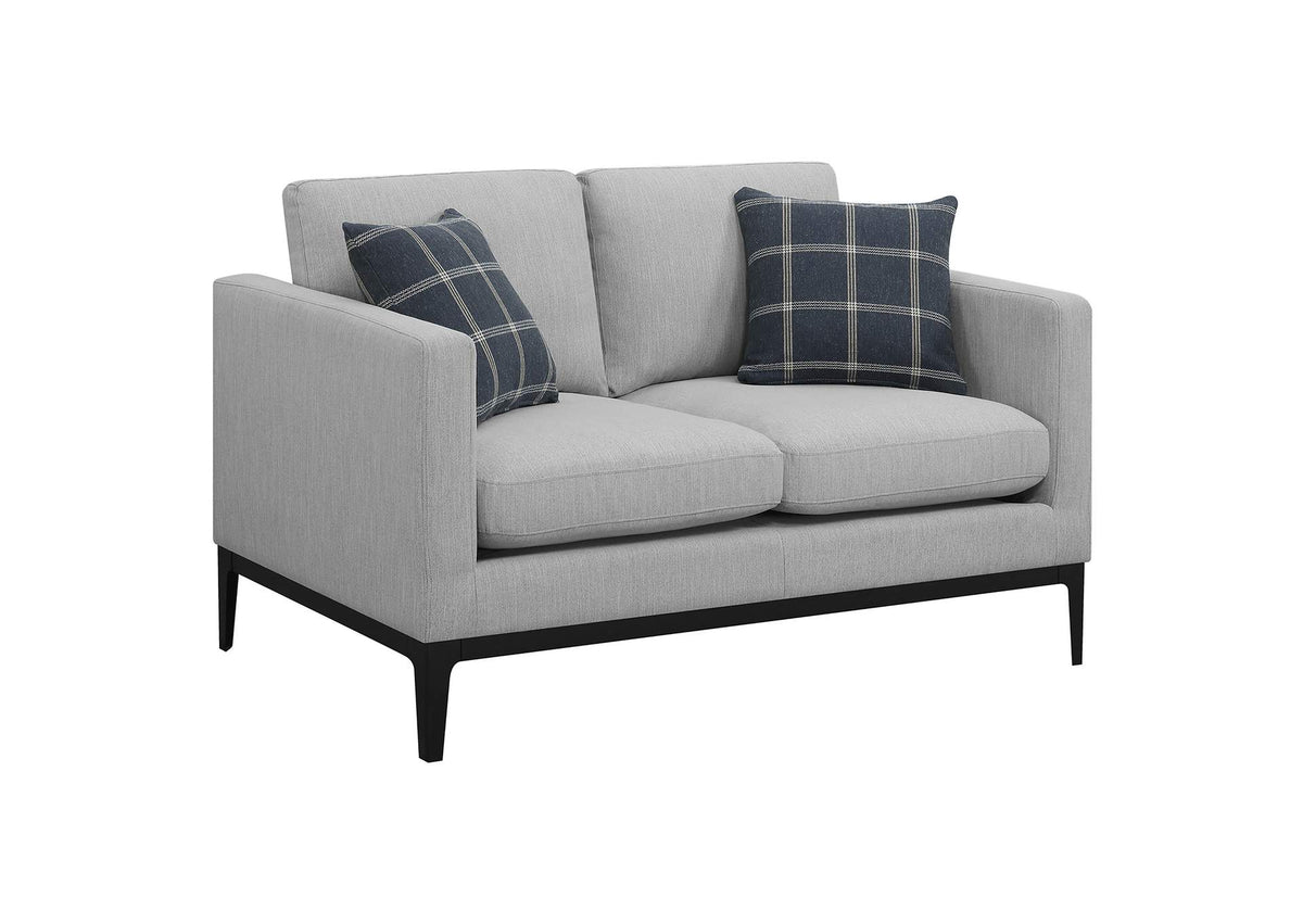 508682 Apperson Upholstered Track Arm Loveseat Light Grey