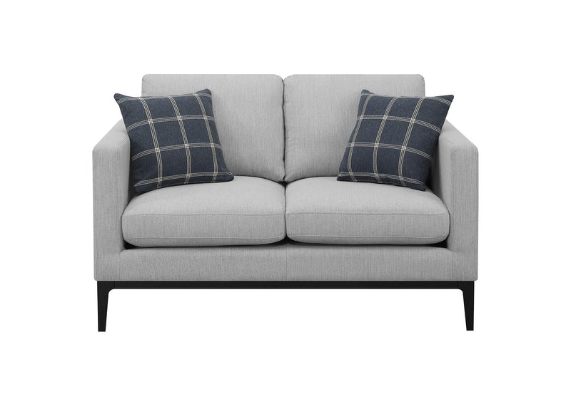 508682 Apperson Upholstered Track Arm Loveseat Light Grey