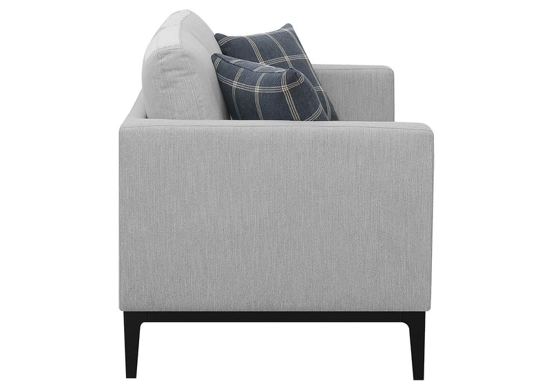 508682 Apperson Upholstered Track Arm Loveseat Light Grey