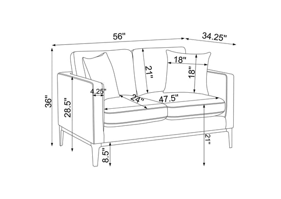 508682 Apperson Upholstered Track Arm Loveseat Light Grey
