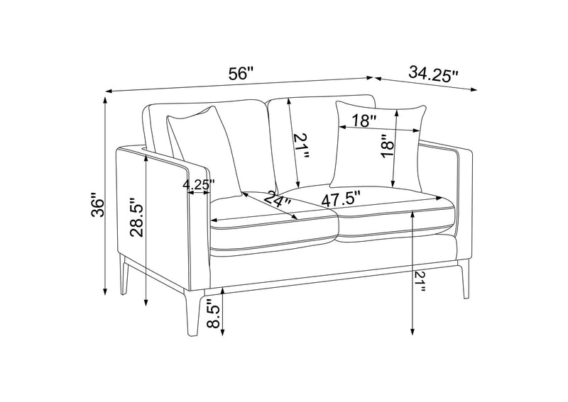 508682 Apperson Upholstered Track Arm Loveseat Light Grey