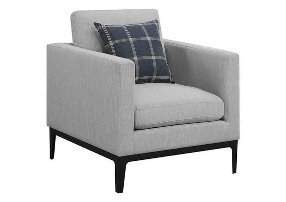 508683 Apperson Upholstered Track Arm Accent Chair Light Grey