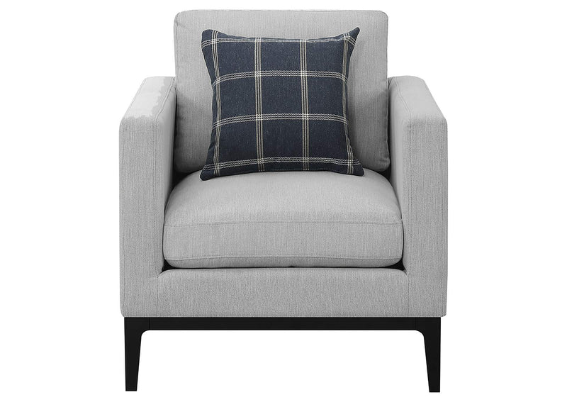 508683 Apperson Upholstered Track Arm Accent Chair Light Grey