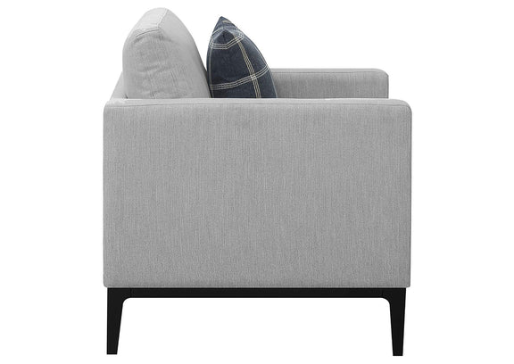 508683 Apperson Upholstered Track Arm Accent Chair Light Grey