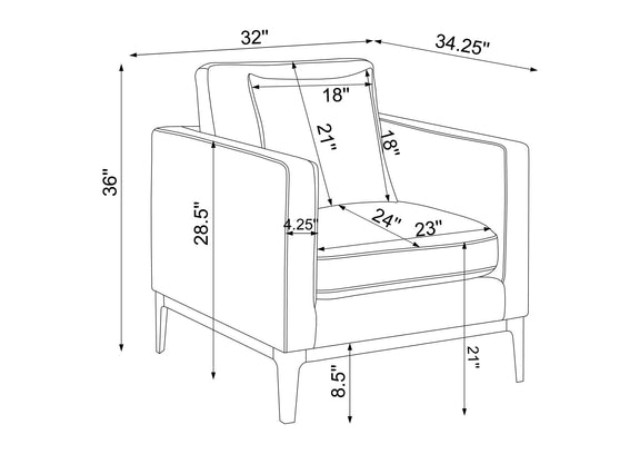 508683 Apperson Upholstered Track Arm Accent Chair Light Grey