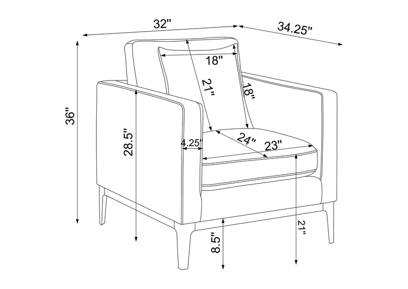 508683 Apperson Upholstered Track Arm Accent Chair Light Grey