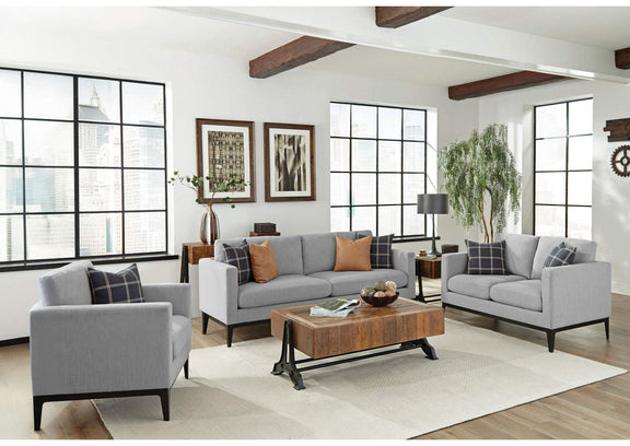 508683 Apperson Upholstered Track Arm Accent Chair Light Grey