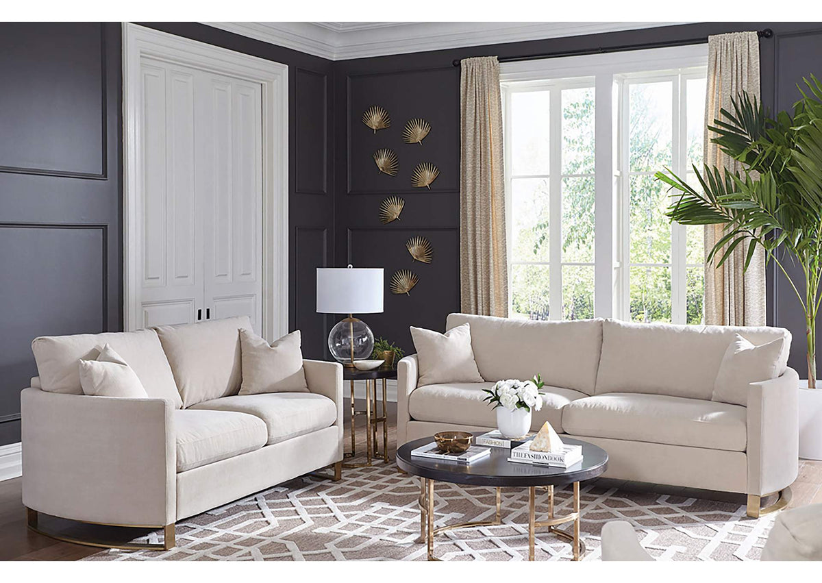 Corliss 2-piece Upholstered Arched Arm Sofa Set Beige