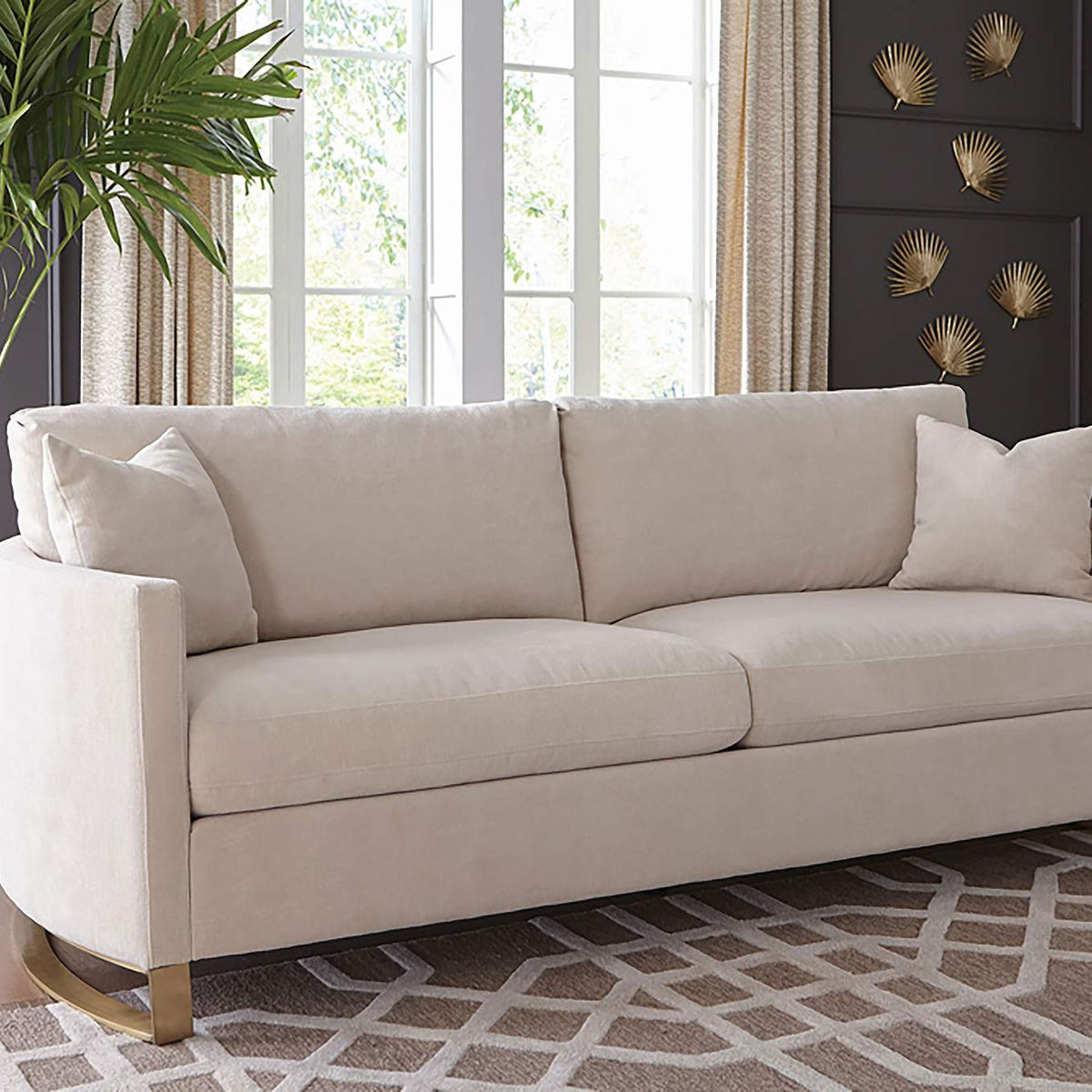 508821 Corliss Upholstered Curved Track Arm Sofa Beige