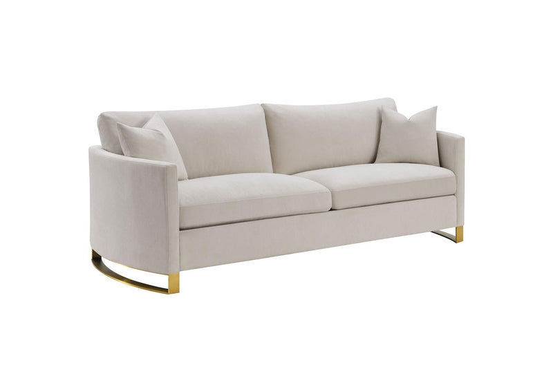 508821 Corliss Upholstered Curved Track Arm Sofa Beige