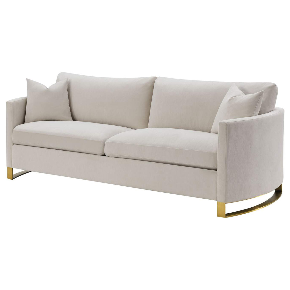 508821 Corliss Upholstered Curved Track Arm Sofa Beige
