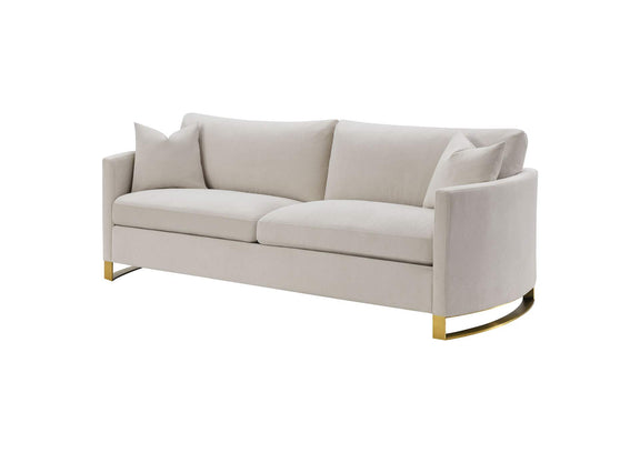 508821 Corliss Upholstered Curved Track Arm Sofa Beige