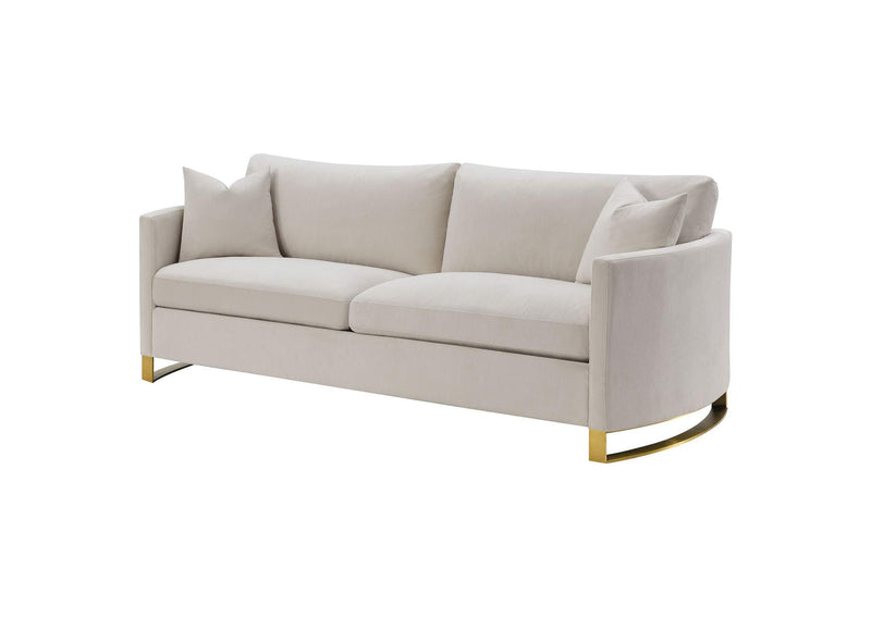 508821 Corliss Upholstered Curved Track Arm Sofa Beige