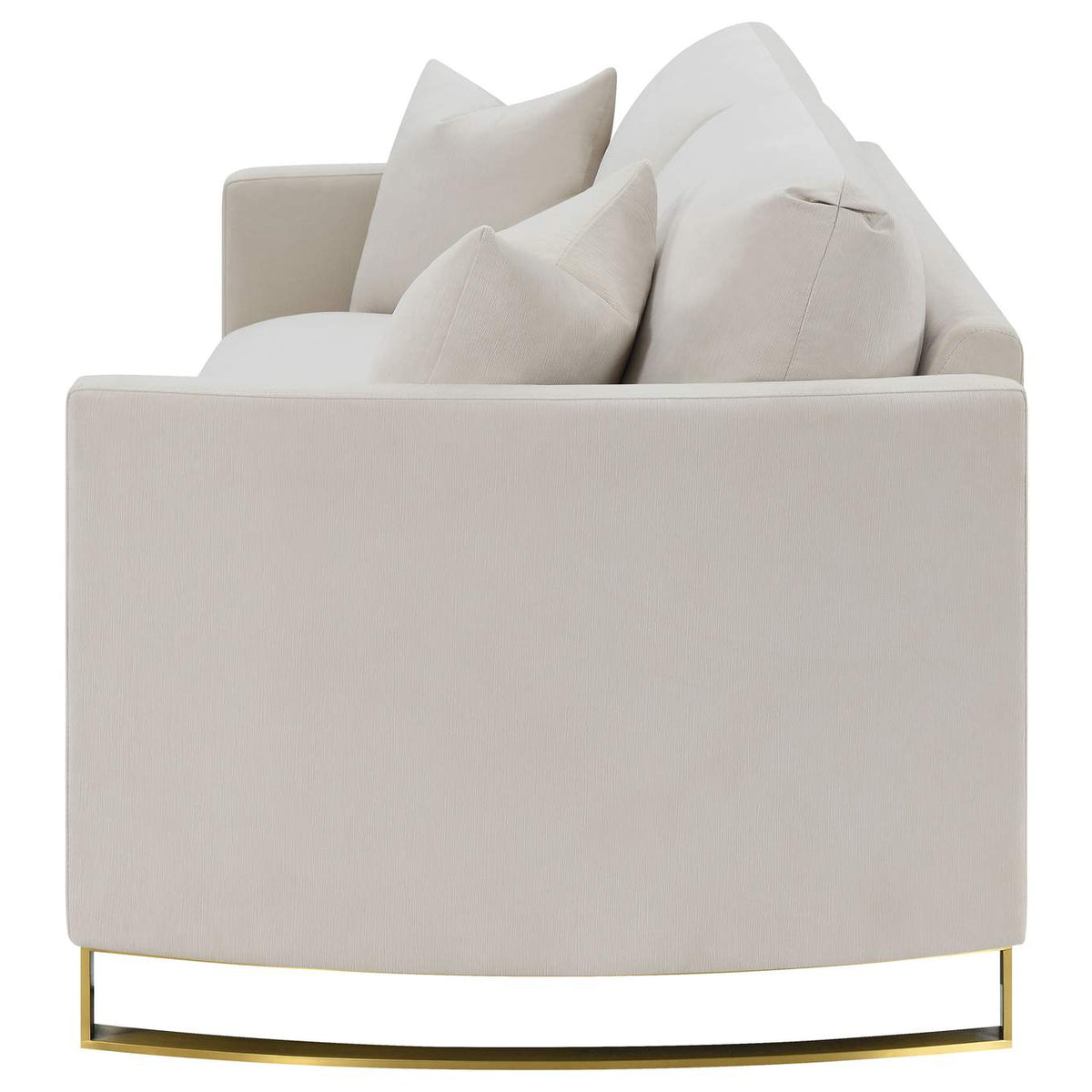 508821 Corliss Upholstered Curved Track Arm Sofa Beige